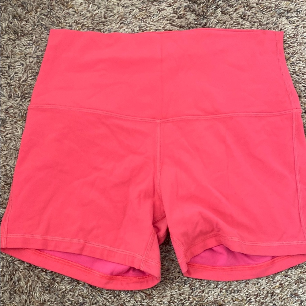 Lululemon Athletica Pink Bike Shorts with Wide Waistband